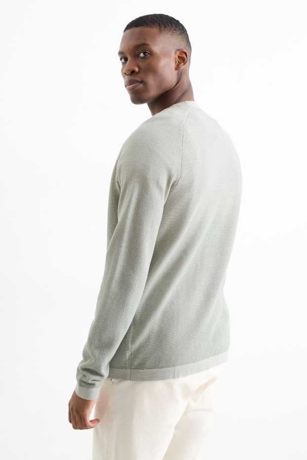 Hommes - Pull - texturé - vert menthe