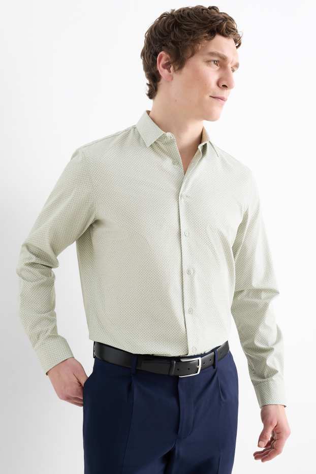 Hommes - Chemise de bureau - regular fit - col kent - facile à repasser - à motif - vert menthe