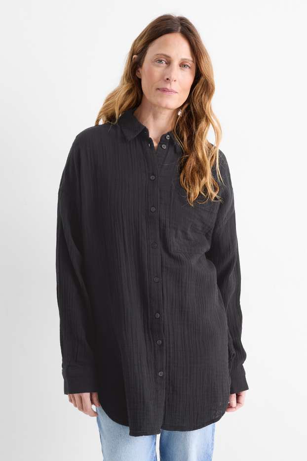Damen - Musselin-Bluse - schwarz