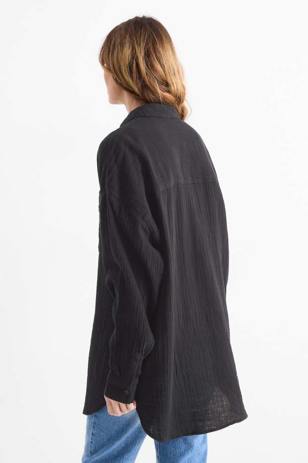 Damen - Musselin-Bluse - schwarz