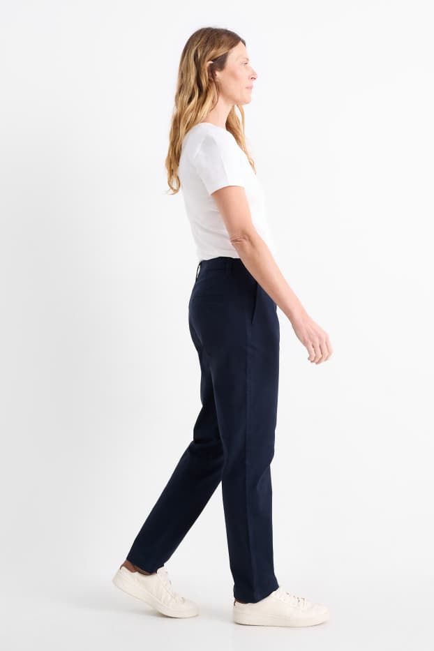 Dames - Chino - mid waist - tapered fit - donkerblauw