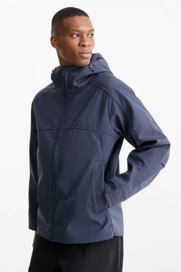Bărbați - Geacă softshell cu glugă - rezistentă la apă - 4 Way Stretch - albastru închis