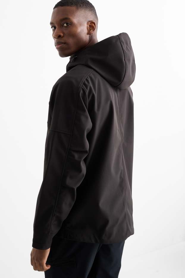 Herren - Softshelljacke mit Kapuze - wasserabweisend - 4 Way Stretch - schwarz