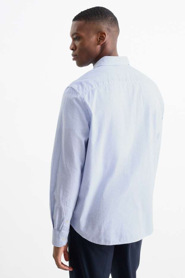 Uomo - Camicia Oxford - regular fit - button down - a righe - azzurro