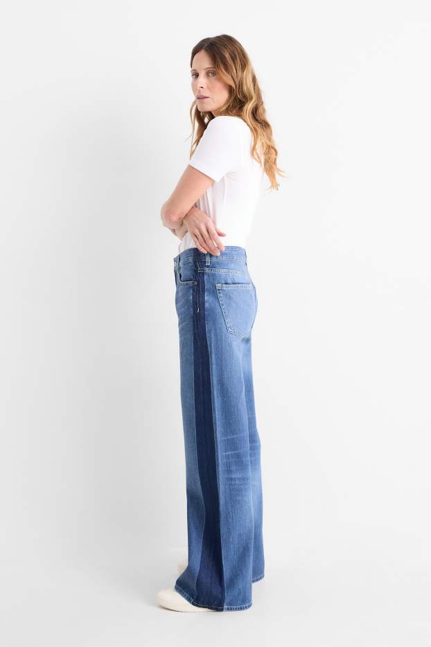 Damen - Wide Leg Jeans - Mid Waist - jeansblau