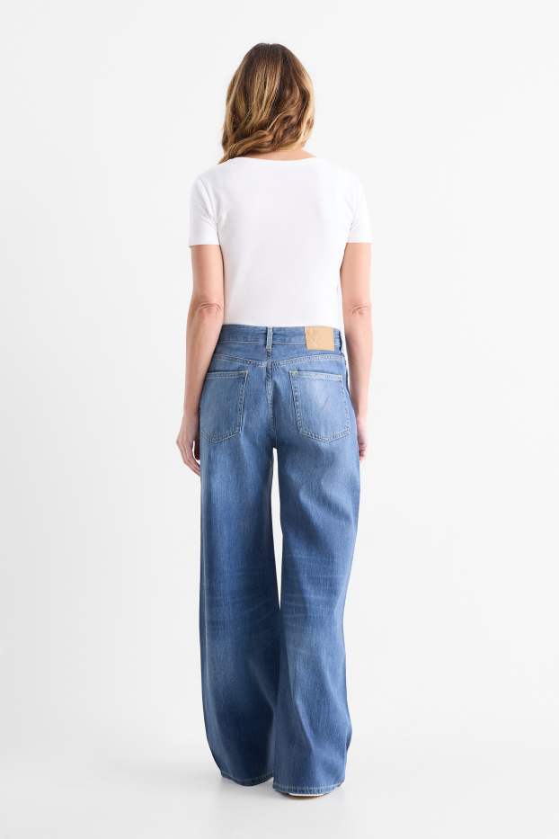 Damen - Wide Leg Jeans - Mid Waist - jeansblau