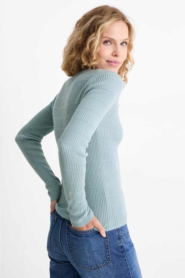 Femmes - Pull - texturé - turquoise clair