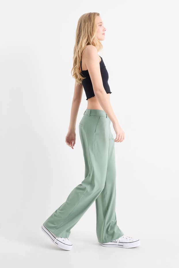 Femmes - Pantalon de bureau - mid waist - straight fit - Mix & Match - vert clair