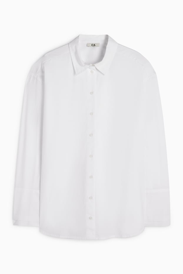 Dames - Blouse van popeline - wit