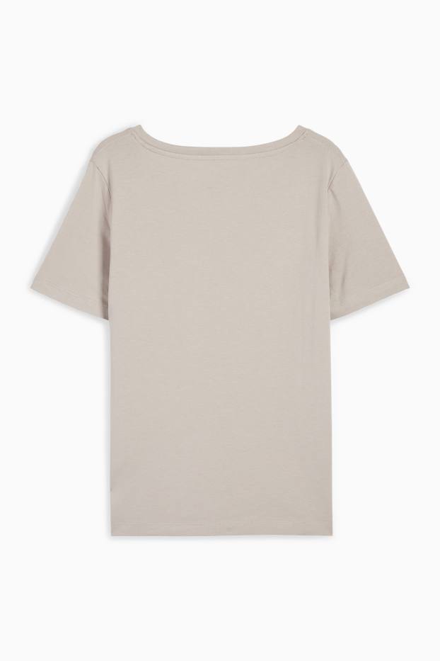 Kobiety - T-shirt z dekoltem w serek - regular fit - szary