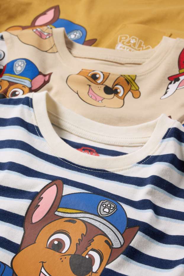 Kinder Buben - Multipack 3er - PAW Patrol - Chase, Marshall - Kurzarmshirt - dunkelblau / cremeweiß