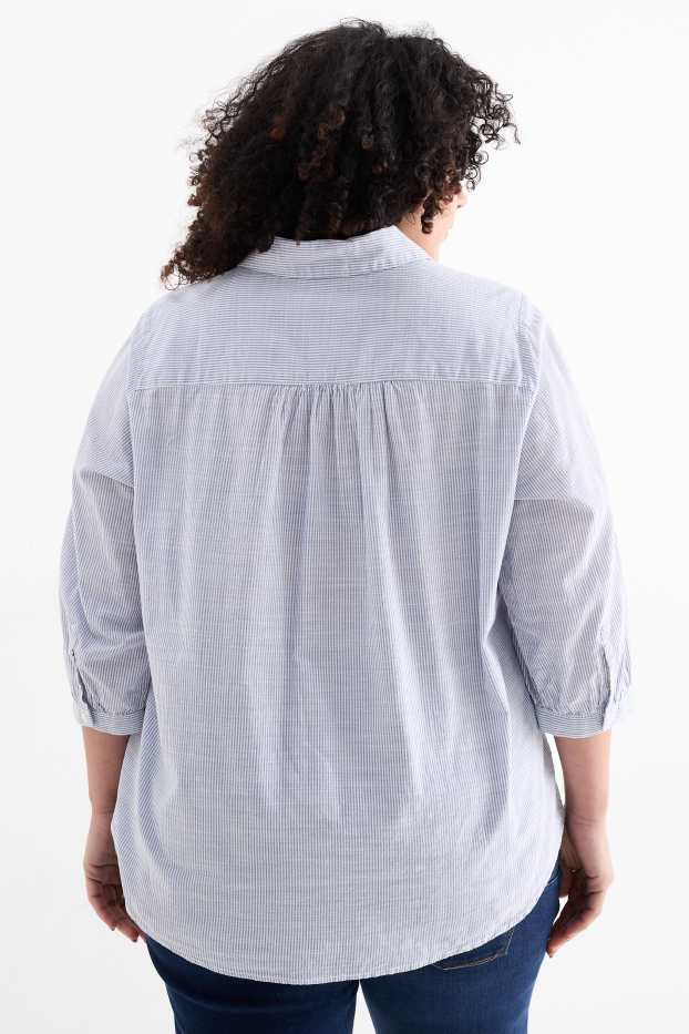 Women - Blouse - striped - blue