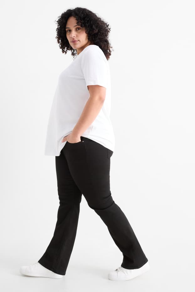 Women - Bootcut jeans - mid-rise waist - LYCRA® - black