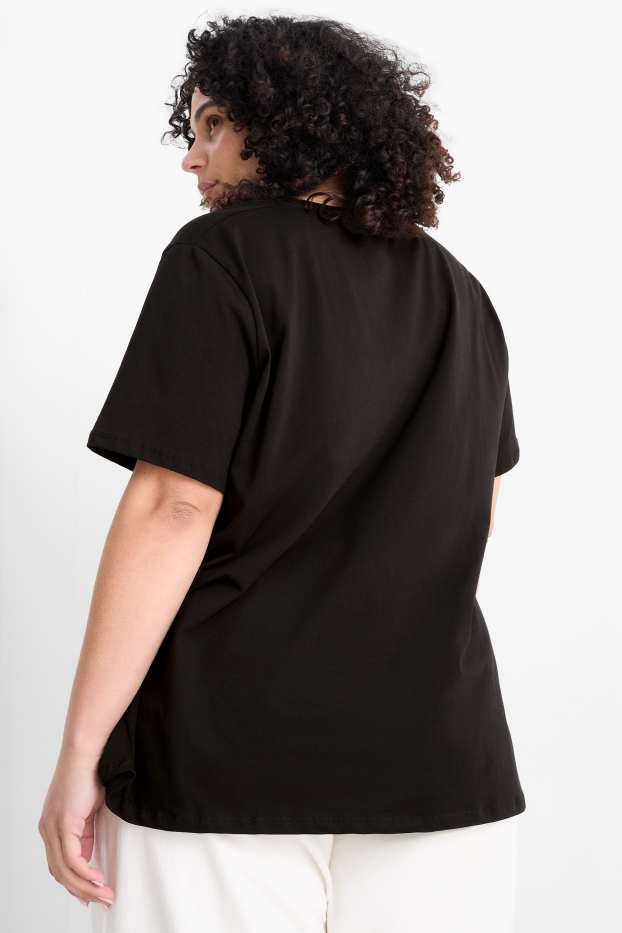 Damen - Multipack 2er - T-Shirt mit V-Ausschnitt - LYCRA® - schwarz