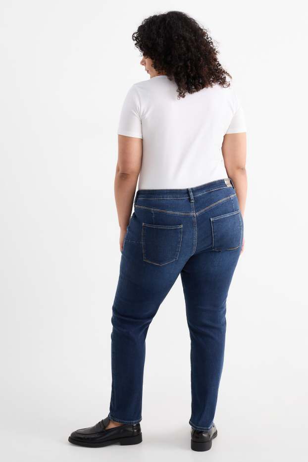 Women - Slim jeans - mid-rise waist - push-up effect - LYCRA® - denim-dark blue