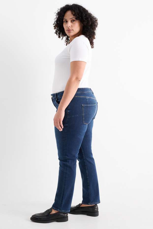 Women - Slim jeans - mid-rise waist - push-up effect - LYCRA® - denim-dark blue