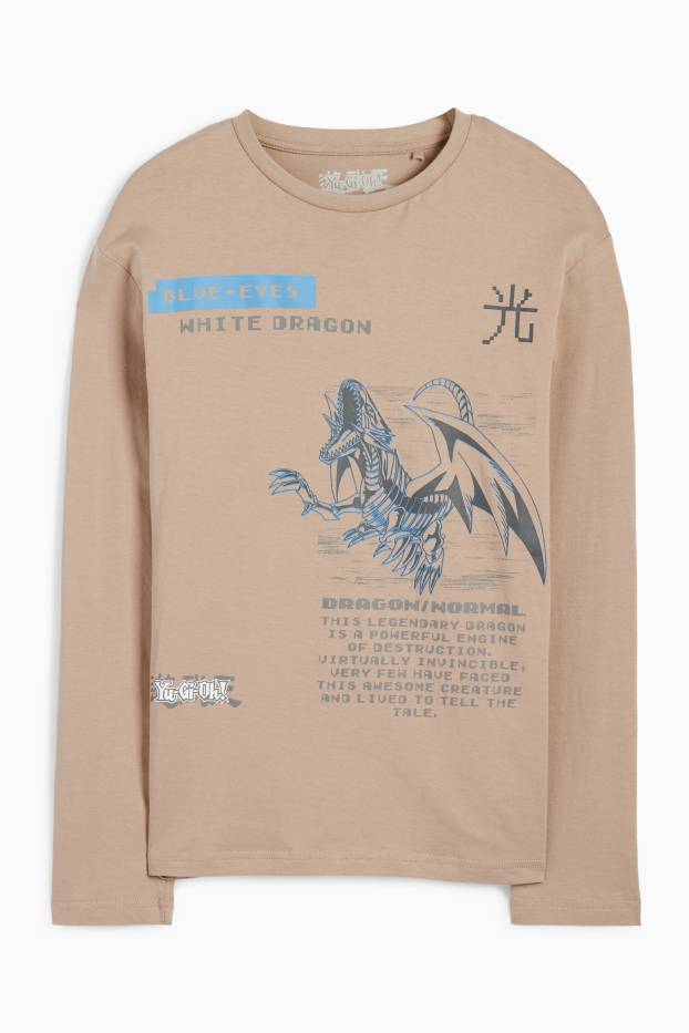 Kinder Jungen - Yu-Gi-Oh! - Langarmshirt - taupe