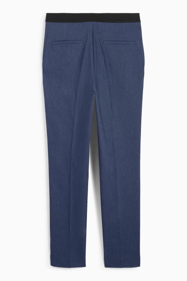 Femmes - Pantalon en toile - mid waist - slim fit - bleu foncé