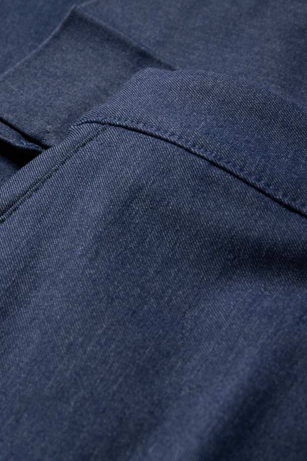 Femmes - Pantalon en toile - mid waist - slim fit - bleu foncé