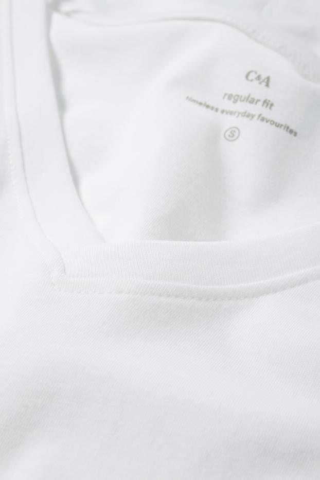 Femmes - T-shirt basique à encolure en V - blanc crème
