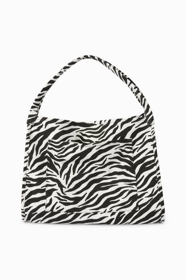 Femei - Geantă shopper mare - cu model - negru / alb