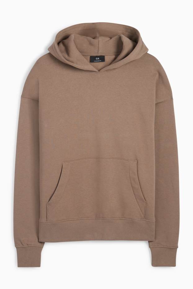 Uomo - Felpa con cappuccio oversize - marrone