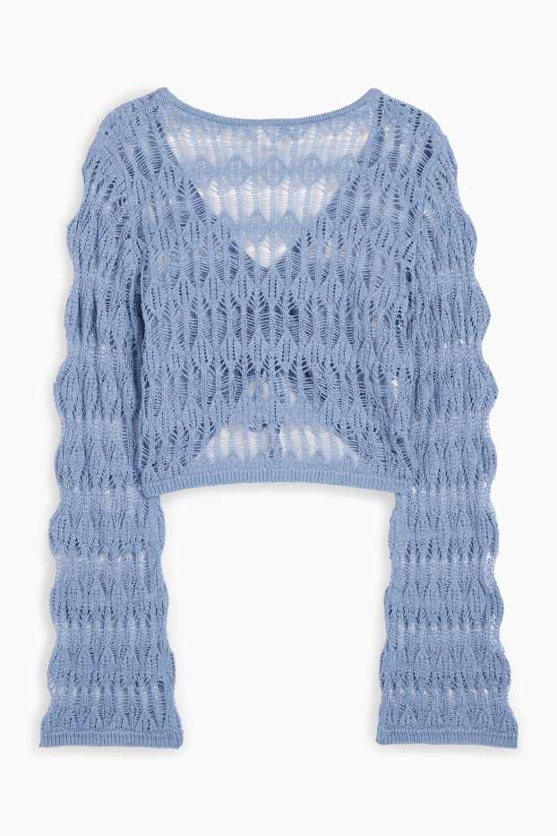 Women - Cropped V-neck jumper - blue