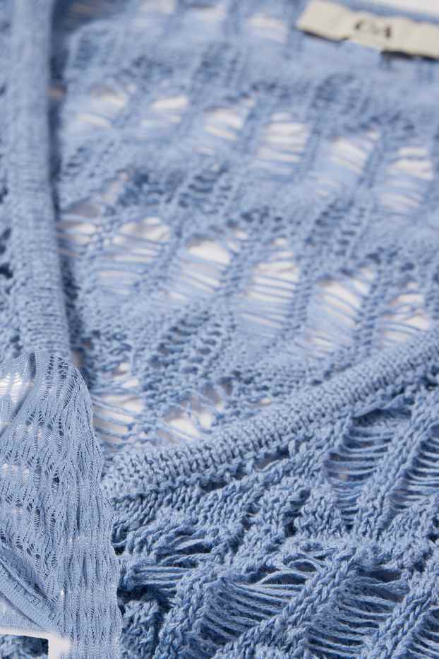 Women - Cropped V-neck jumper - blue