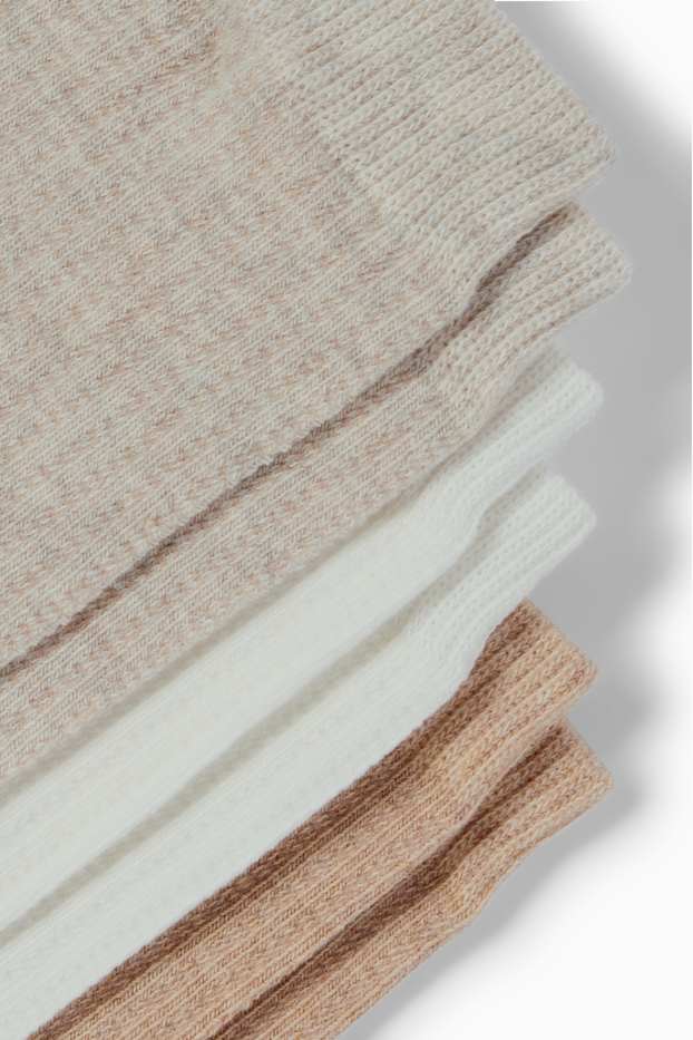 Women - Multipack of 3 - socks - textured - light beige