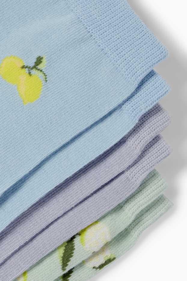 Damen - Multipack 3er - Socken mit Motiv - Zitrone - hellgrün