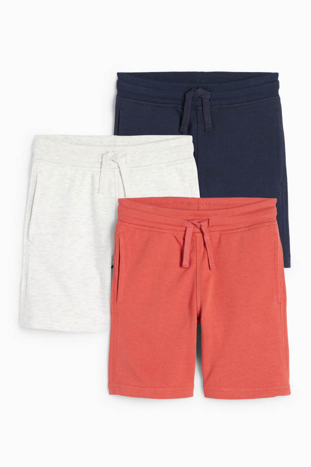 Enfants garçons - Lot de 3 - shorts en molleton - bleu foncé