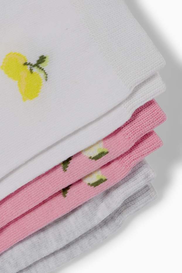Femmes - Lot de 3 paires - chaussettes à motif - citron - rose
