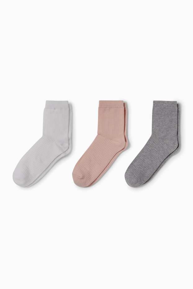 Women - Multipack of 3 - socks - textured - rose