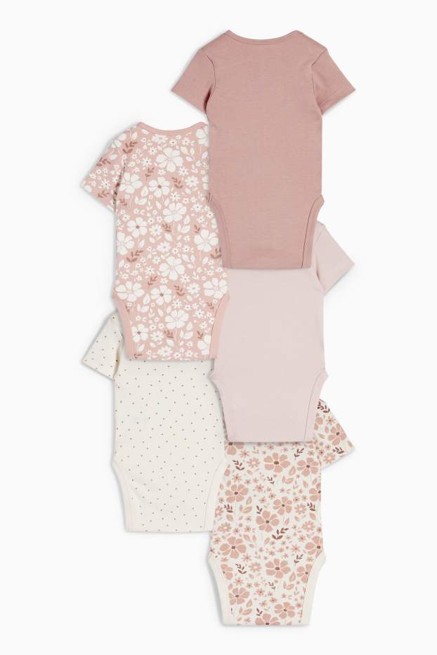 Baby Girls - Multipack of 5 - flowers - baby bodysuit - beige