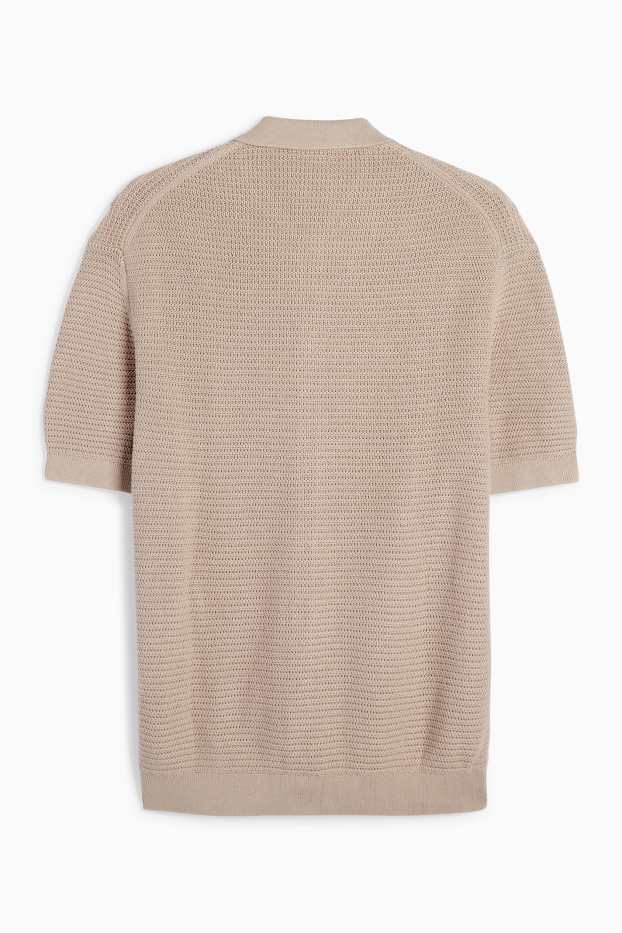 Hommes - Polo en maille - texturé - taupe