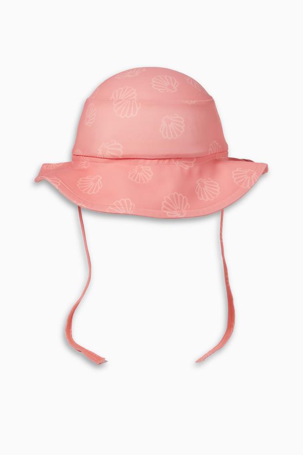 Miminka - dívky - Motivy mušlí - plážový outfit pro miminka s UV ochranou - LYCRA® XTRA LIFE™ - 3dílný - růžová