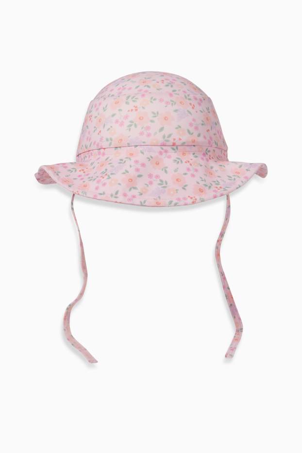 Neonate - Completo mare neonati anti UV - LYCRA® XTRA LIFE™ - 2 pezzi - a fiori - rosa