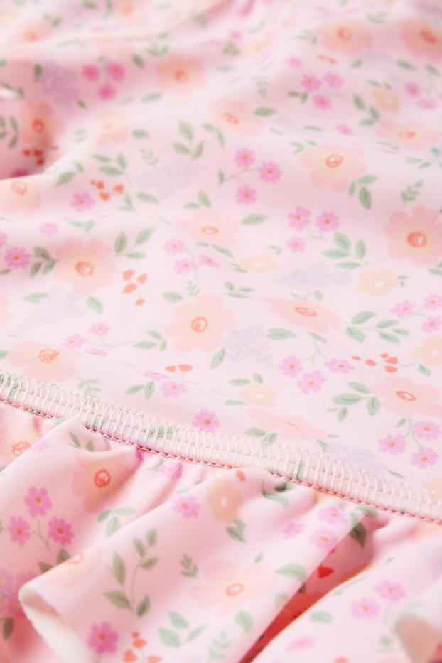 Neonate - Completo mare neonati anti UV - LYCRA® XTRA LIFE™ - 2 pezzi - a fiori - rosa