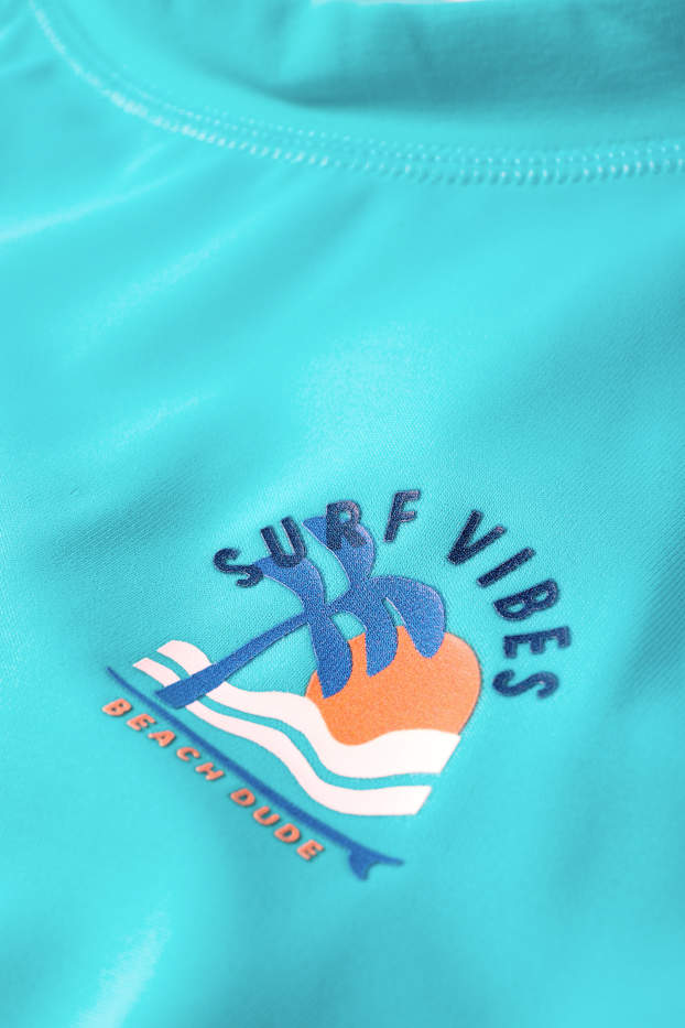 Copii - Băieți - Palmier - tricou de baie cu protecție UV - LYCRA® XTRA LIFE™ - turcoaz