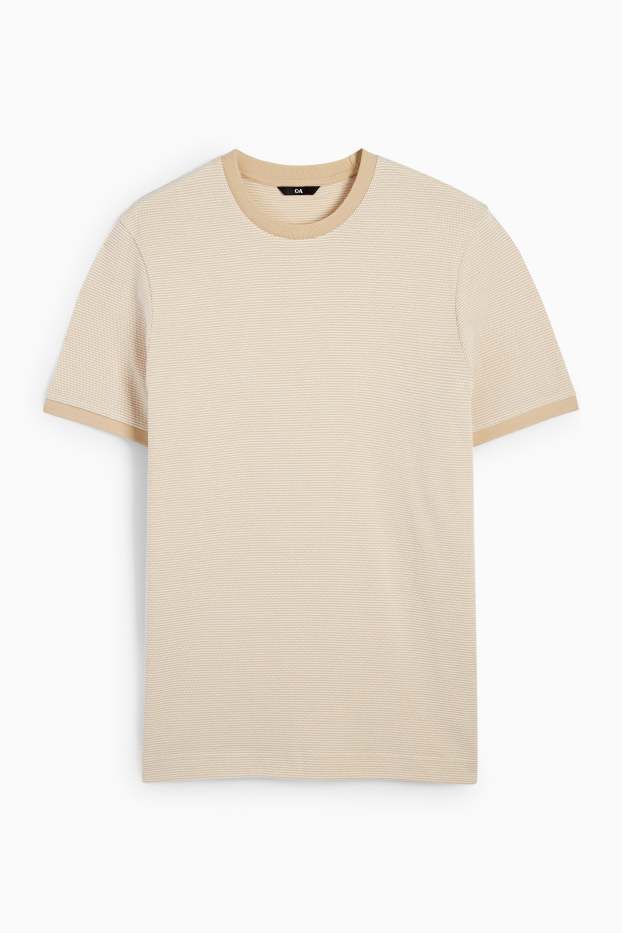 Herren - T-Shirt - Regular Fit - strukturiert - beige