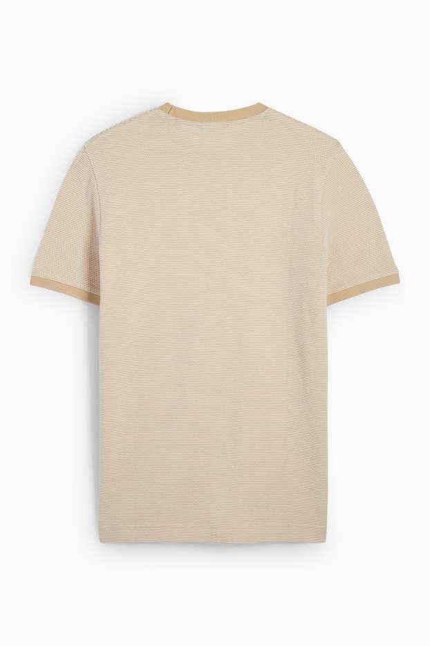 Herren - T-Shirt - Regular Fit - strukturiert - beige