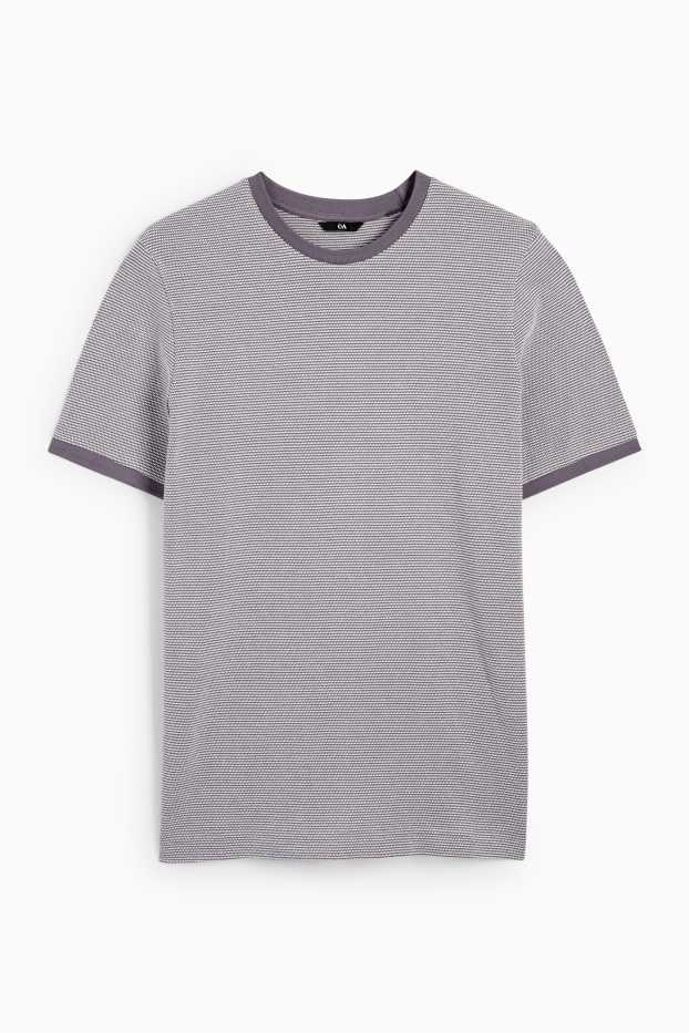 Hommes - T-shirt - regular fit - texturé - gris foncé