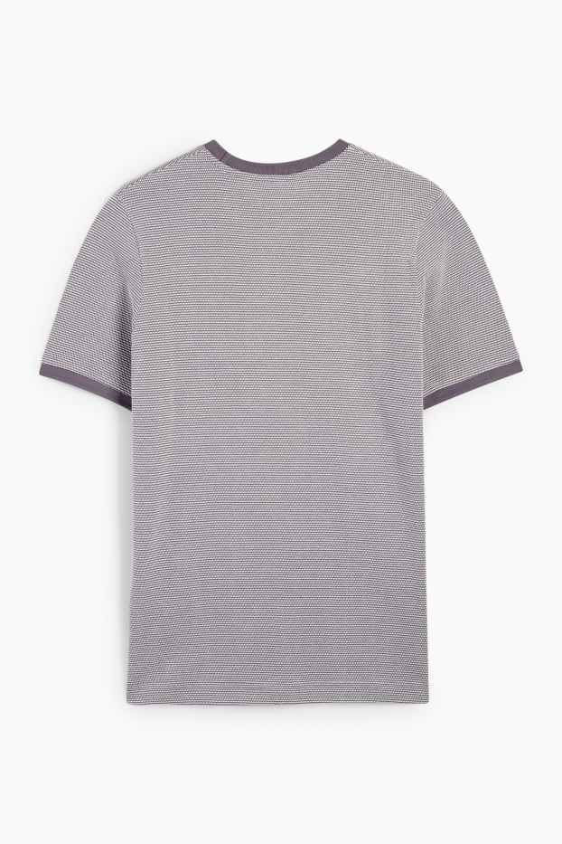 Hommes - T-shirt - regular fit - texturé - gris foncé