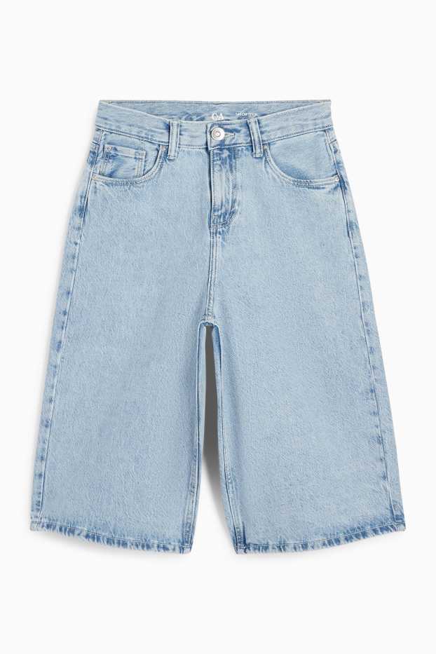 Enfants filles - Bermudas en jean - jean bleu clair