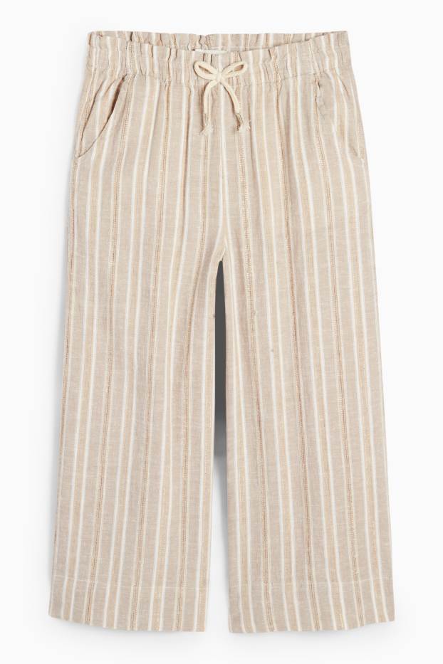 Nena - Pantalons de tela - mescla de lli - de ratlles - beix clar