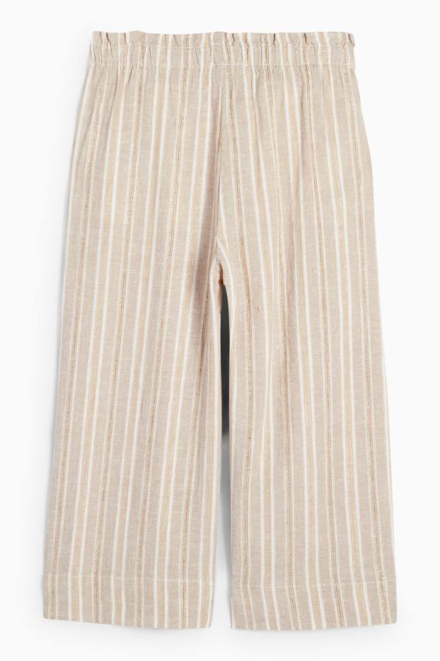 Nena - Pantalons de tela - mescla de lli - de ratlles - beix clar