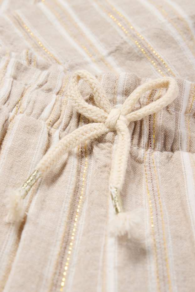 Nena - Pantalons de tela - mescla de lli - de ratlles - beix clar
