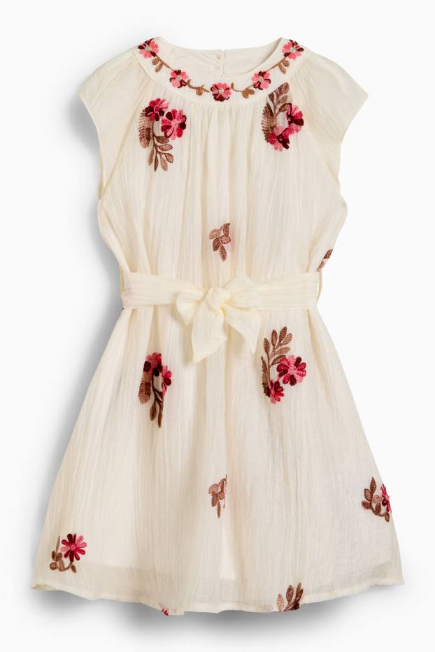 Children Girls - Floral - dress - cremewhite