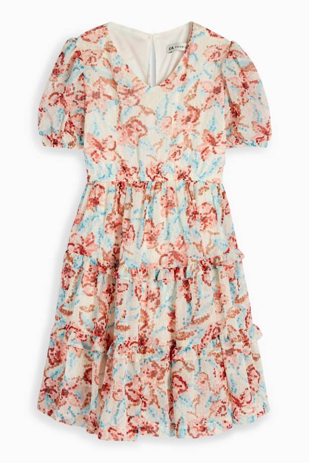 Bambine - Vestito - a fiori - bianco crema