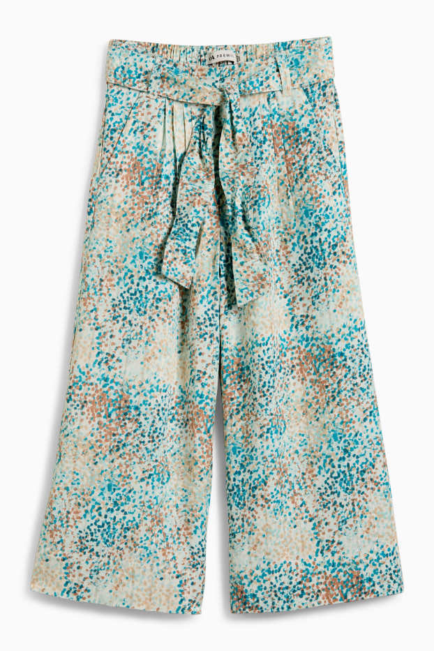 Kinder Mädchen - Stoffhose - gepunktet - blau / beige